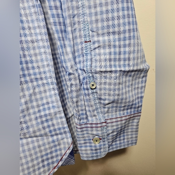 NEW Vintage Italia 1958 Blue White Plaid Paisley Long Sleeve Shirt XL - Picture 8 of 15